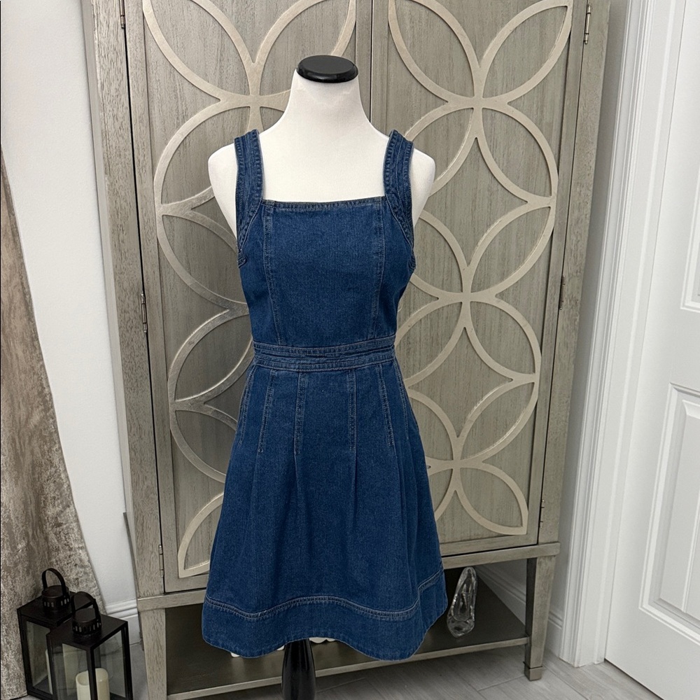 Joie Dark Blue Denim Pinafore Dress